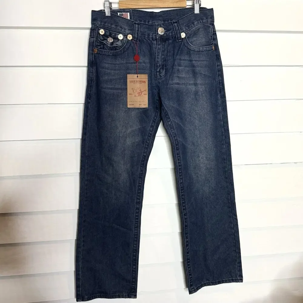 TRUE RELIGION BILLY SUPER T Big Flap Bootcut Relaxed Men's Jeans 34 x 33 NWT